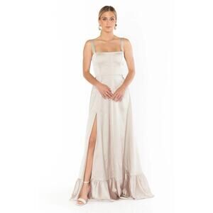 Show Me Your MuMu CLAIRE MIDI Bridemaid Dress Sz M Women's Champagne Made in USA